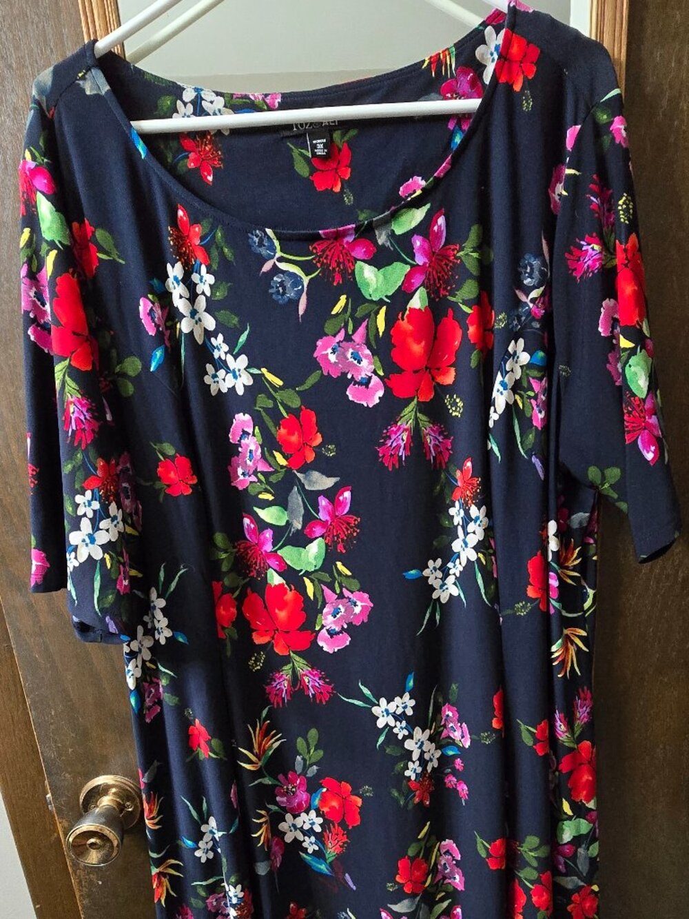 Roz & Ali Floral Summer Dress 3X Plus Size Knee Length Boho